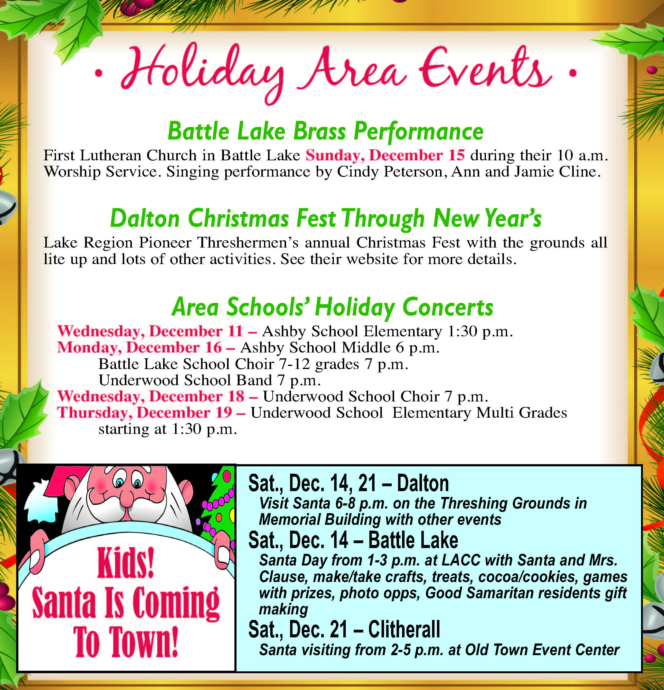 Holiday Area Events In Full Swing