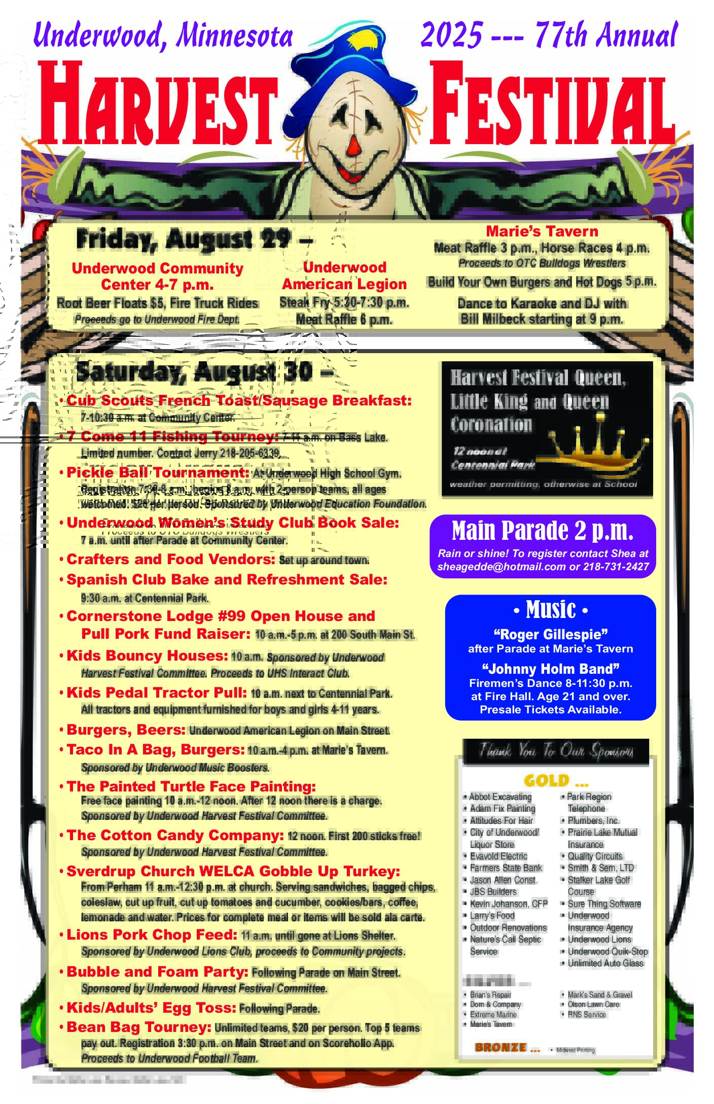 Underwood Harvest Festival 2025 Poster